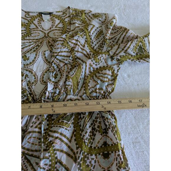 J‎ Crew Tunic Coverup Womens Size Small Green White Paisley Bohemian Lightweight - Picture 7 of 7